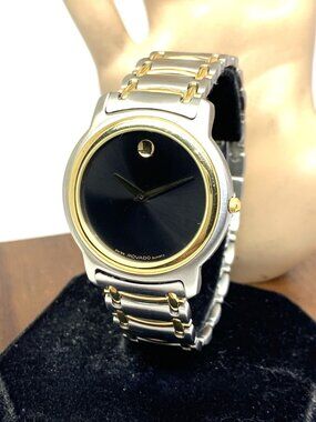 Movado Mens Watch 81.E2.865.5 Museum Black Dial Swiss Quartz Two Tone Steel 36mm
